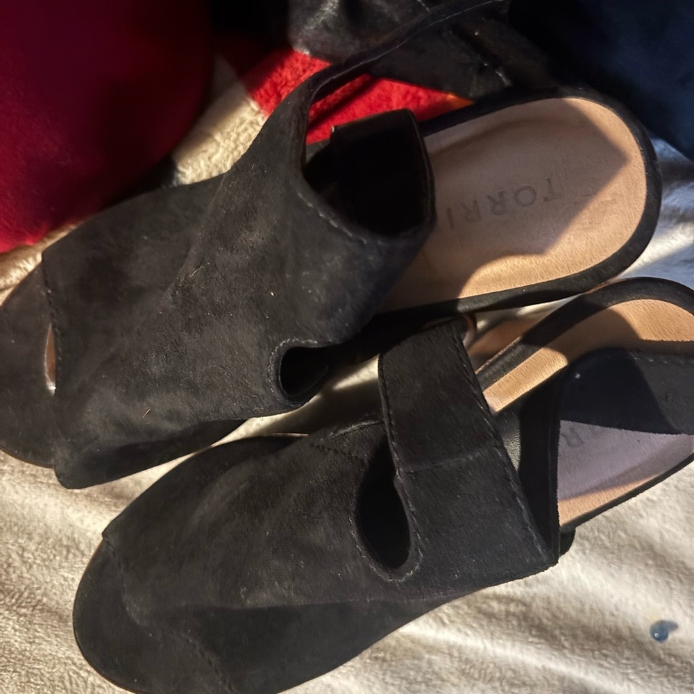 Torrid Black Mules with Suede Finish and Open Back